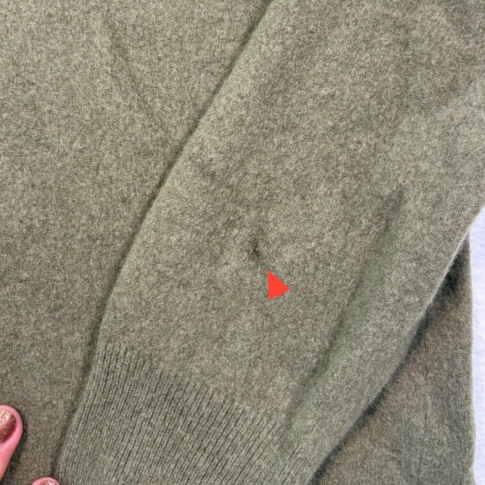 J.Crew Kids XL Olive Green 100% Cashmere Crewneck Sweater Long Sleeve Knit - Picture 5 of 6